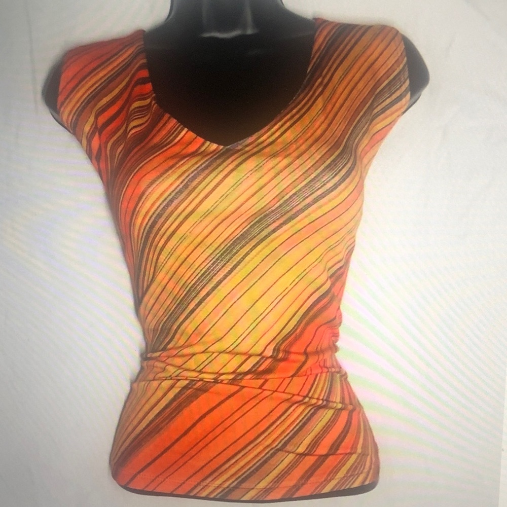 Vibrant Orange Striped Women's Top